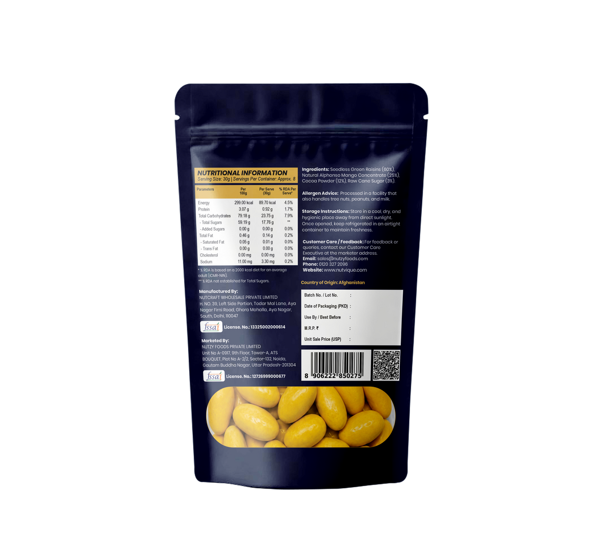 Nutvique Mango Cocoa Infused Sweet Raisins