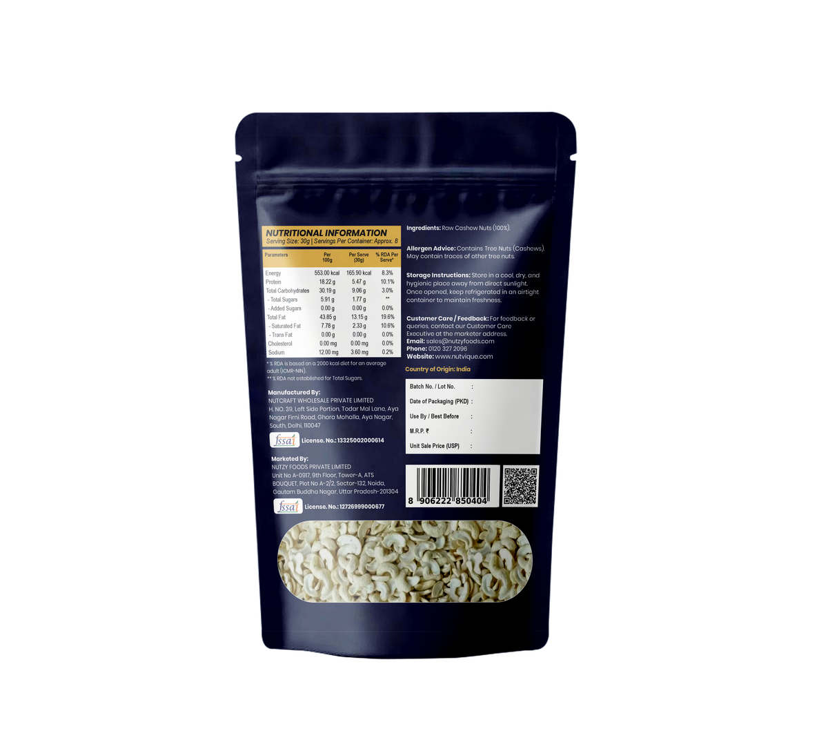 Nutvique Artisan Split Cashews (2 Pc)