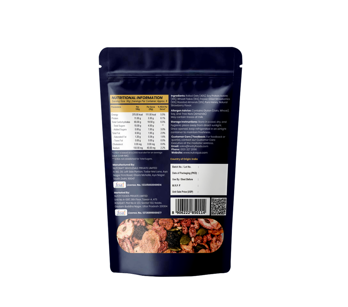 Nutvique Strawberry Surge Protein Muesli